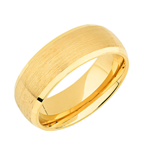 Yellow Gold Tungsten Wedding Band - 8MM - Beveled Edges - Comfort Fit